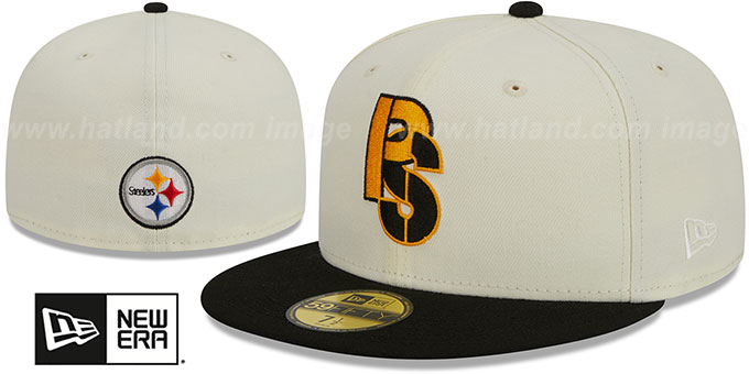 Steelers 'NFL LIGATURE' White-Black Fitted Hat by New Era