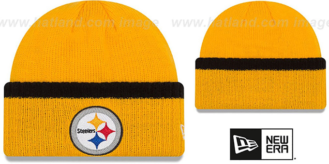 Steelers 'RIBBED-UP' Gold Knit Beanie Hat by New Era