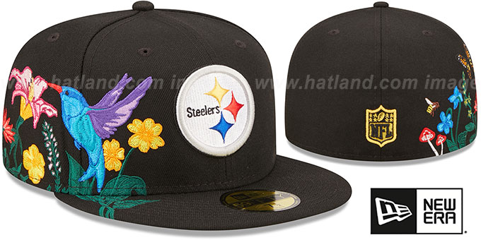 Steelers 'SIDE-BLOOM' Black Fitted Hat by New Era