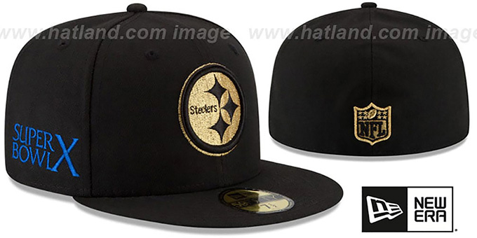 Steelers 'SUPER BOWL X GOLD-50' Black Fitted Hat by New Era