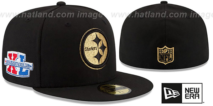 Steelers 'SUPER BOWL XL GOLD-50' Black Fitted Hat by New Era