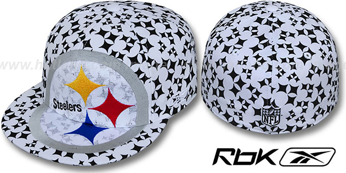 Steelers 'SUPERSIZE FLOCKING' White Fitted Hat by Reebok