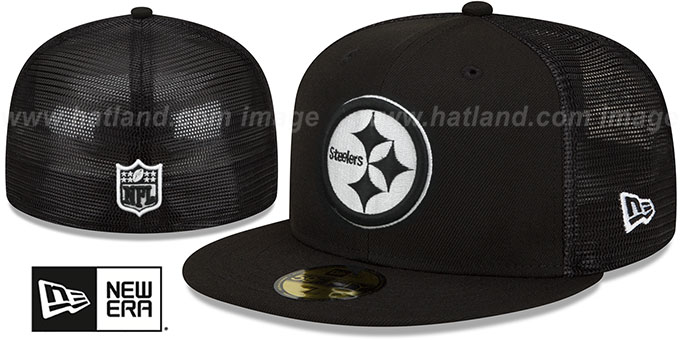 Steelers 'TEAM-BASIC TRUCKER' Black-White Fitted Hat by New Era