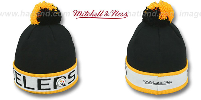 Steelers 'THE-BUTTON' Knit Beanie Hat by Michell and Ness