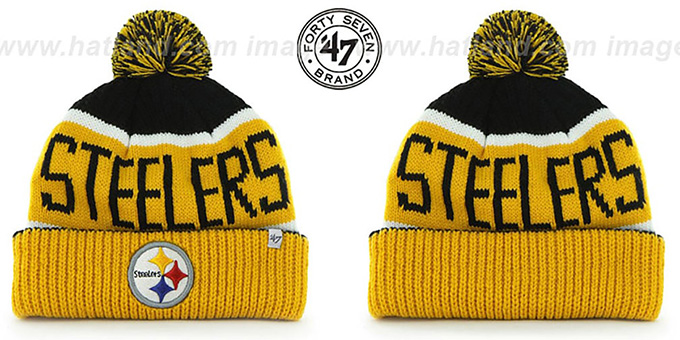 Steelers 'THE-CALGARY' Gold-Black Knit Beanie Hat by Twins 47 Brand