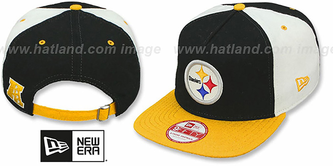 Steelers 'TRIPLE MELTON STRAPBACK' Black-White-Gold Hat by New Era