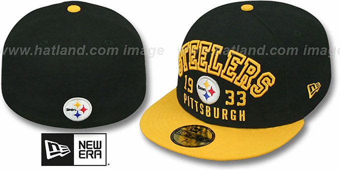 Steelers 'WORD-KNOCK' Black-Gold Fitted Hat by New Era