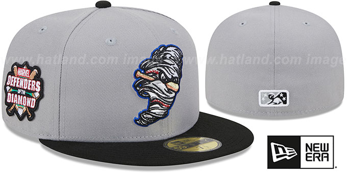 Storm Chasers 'MILB MARVEL DEFENDERS SIDE-PATCH' Grey-Black Fitted Hat by New Era