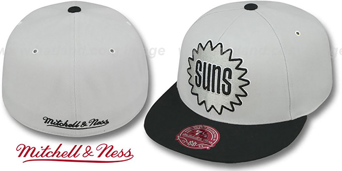 Suns 'MONOCHROME XL-LOGO' Grey-Black Fitted Hat by Mitchell and Ness