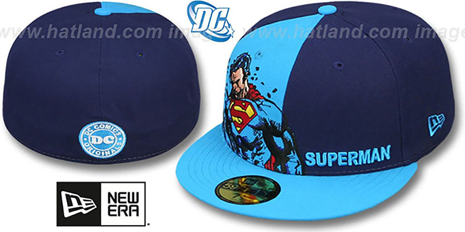 Superman 'PANEL-POP' Blue-Navy Fitted Hat by New Era