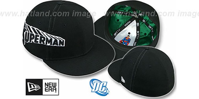 Superman 'TITLE TAG' Black Fitted Hat by New Era