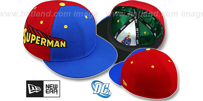 Superman 'TITLE TAG' Royal-Red Fitted Hat by New Era