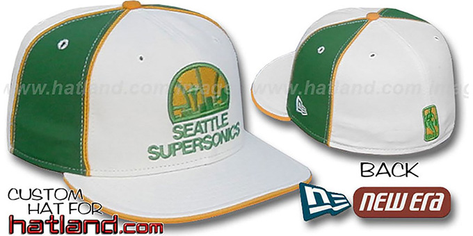 Supersonics 'OLD SCHOOL PINWHEEL-2' White-Green Fitted Hat