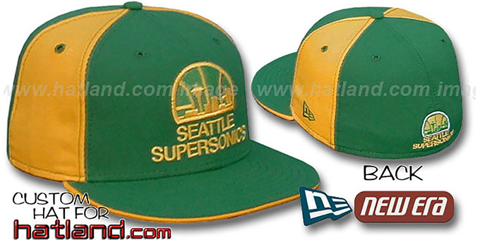 Supersonics 'OLD SCHOOL PINWHEEL' Green-Gold Fitted Hat