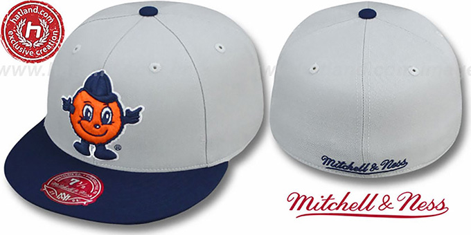 Syracuse '2T XL-LOGO' Grey-Navy Fitted Hat by Mitchell and Ness