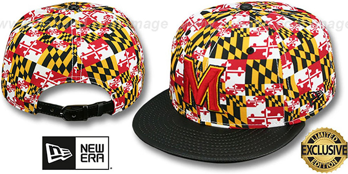 Terrapins 'MARYLAND-FLAG CROWN PEBBLED STRAPBACK' Hat by New Era