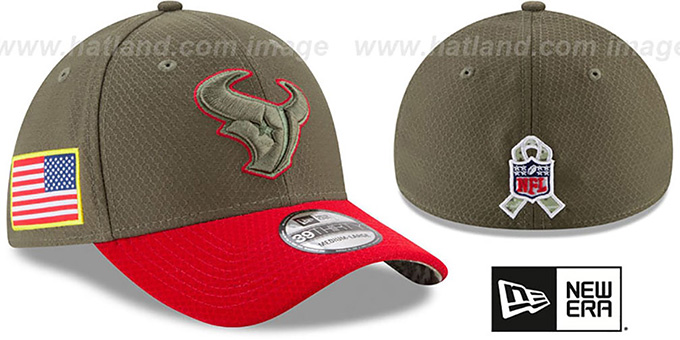 Texans '2017 SALUTE-TO-SERVICE FLEX' Green-Red Hat by New Era