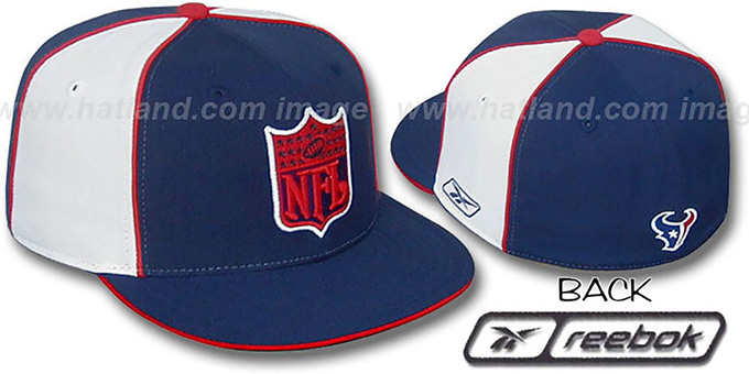 Texans 'NFL SHIELD PINWHEEL' Navy White Fitted Hat by Reebok