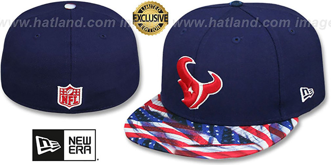 Texans 'USA WAVING-FLAG' Navy Fitted Hat by New Era