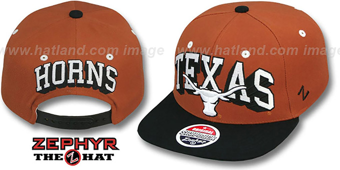 Texas '2T BLOCKBUSTER SNAPBACK' Burnt Orange-Black Hat by Zephyr