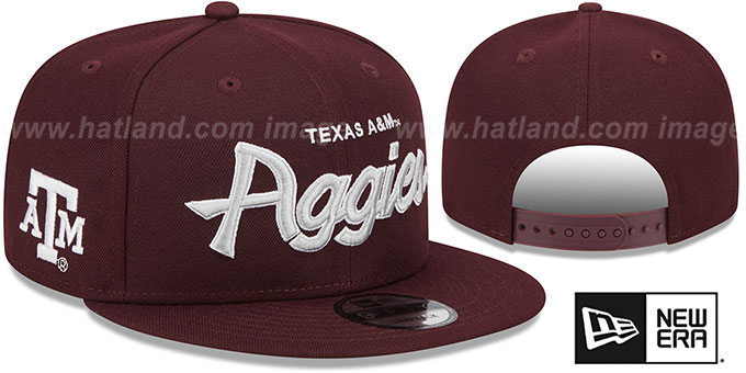 Texas A and M 'TEAM-SCRIPT SNAPBACK' Maroon Hat by New Era