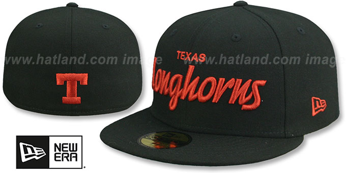 Texas 'NCAA TEAM-SCRIPT' Black Fitted Hat by New Era