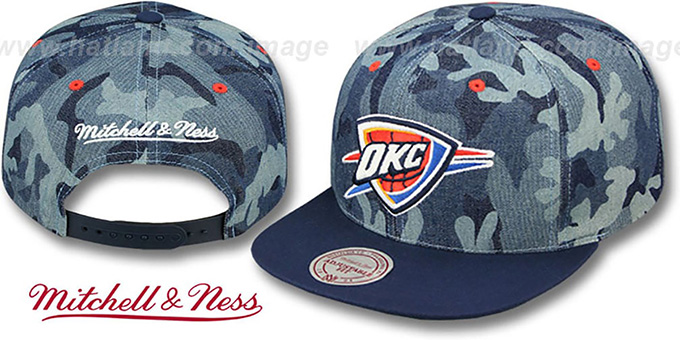 Thunder 'DENIM-CAMO SNAPBACK' Blue Hat by Mitchell and Ness