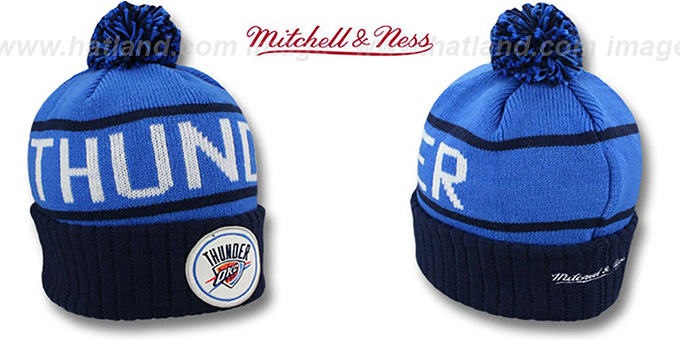 Thunder 'HIGH-5 CIRCLE BEANIE' Blue-Navy by Mitchell and Ness