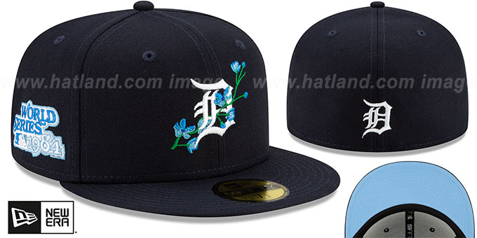 Tigers 'LOGO BLOOM SIDE-PATCH' Navy-Sky Fitted Hat by New Era