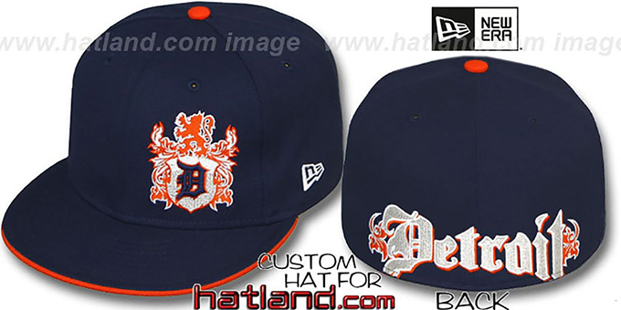 Tigers 'OLD ENGLISH SOUTHPAW' Navy-Orange Fitted Hat by New Era