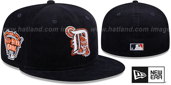 Tigers 'OLD SCHOOL CORDUROY SIDE-PATCH' Navy Fitted Hat by New Era