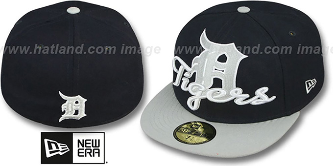 Tigers 'SCRIPT-PUNCH' Navy-Grey Fitted Hat by New Era