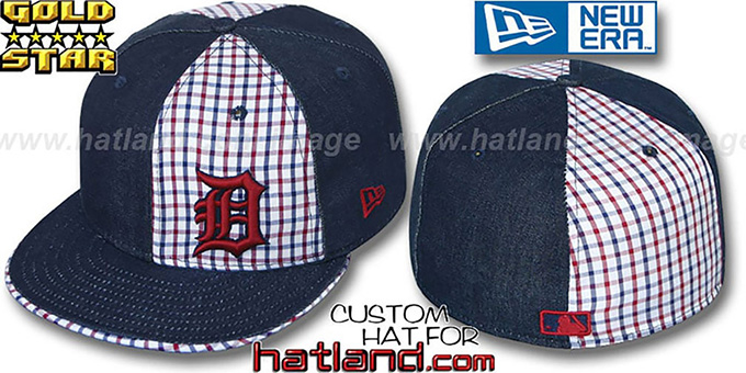 Tigers 'SOUTHPAW SLUGGA' Plaid-Navy Denim Fitted Hat by New Era