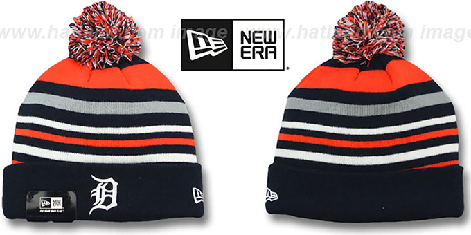 Tigers 'STRIPEOUT' Knit Beanie Hat by New Era