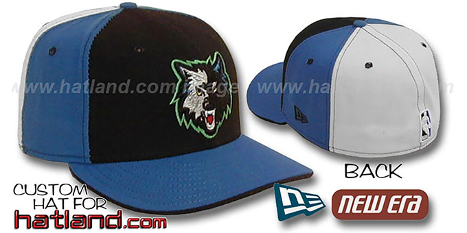 Timberwolves 'PINWHEEL' Black-Blue-White Fitted Hat