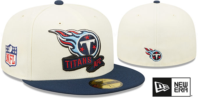 Titans '2022 NFL SIDELINE' Cream-Navy Fitted Hat by New Era