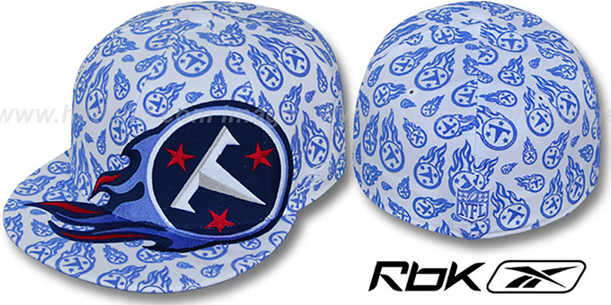 Titans 'SUPERSIZE FLOCKING' White Fitted Hat by Reebok