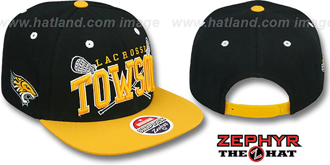 Towson 'LACROSSE SUPER-ARCH SNAPBACK' Black-Gold Hat by Zephyr