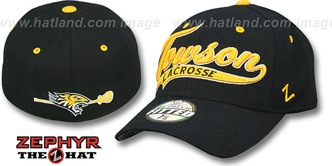 Towson 'SWOOP LACROSSE' Black Fitted Hat by Zephyr