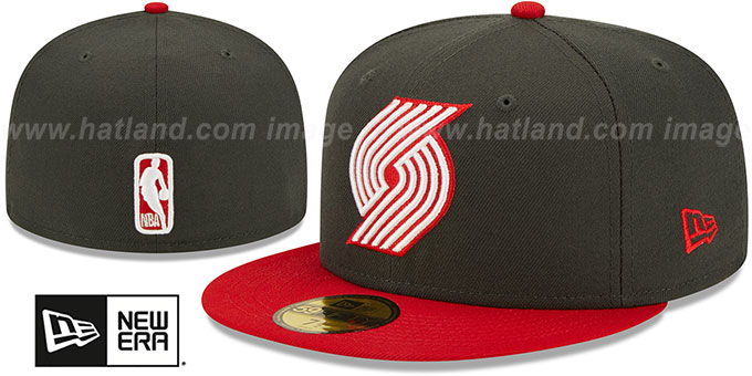 Trail Blazers '2T COLOR PACK' Charcoal-Red Fitted Hat by New Era