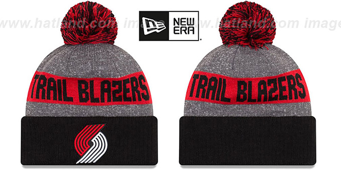 Trail Blazers 'ARENA SPORT' Black-Red Knit Beanie Hat by New Era