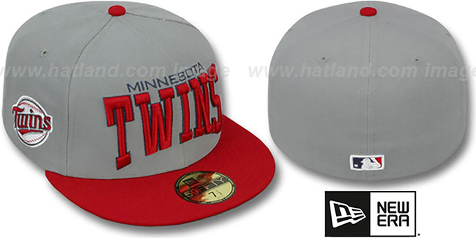 Twins 'PRO-ARCH' Grey-Red Fitted Hat by New Era