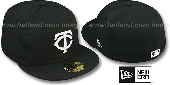 Twins 'TEAM-BASIC' Black-White Fitted Hat by New Era