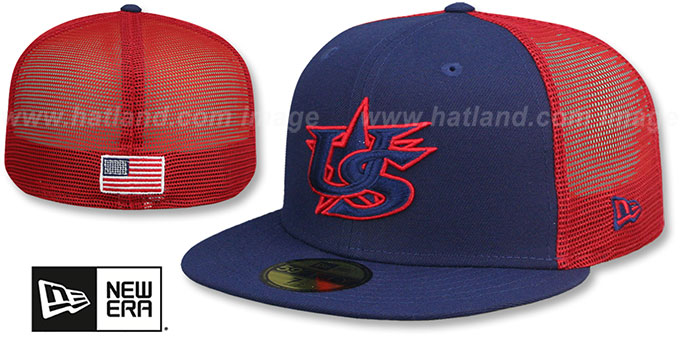 USA 2023 '2T BATTING PRACTICE TRUCKER' Navy-Red Fitted Hat by New Era