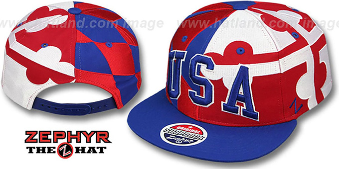 USA 'MARYLAND SUPER-FLAG ARCH SNAPBACK' Royal Hat by Zephyr