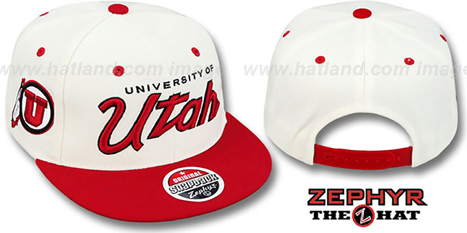 Utah '2T HEADLINER SNAPBACK' White-Red Hat by Zephyr