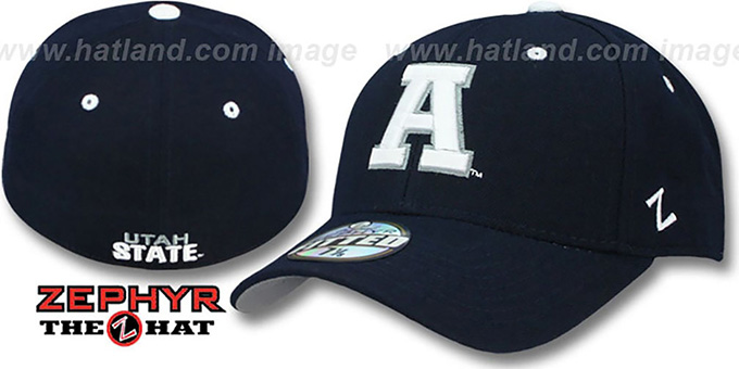 Utah State 'DH' Navy Fitted Hat by Zephyr