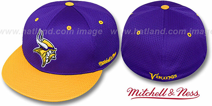 Vikings '2T BP-MESH' Purple-Gold Fitted Hat by Mitchell and Ness