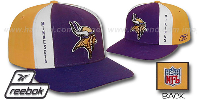 Vikings 'AJD PINWHEEL' Purple-Gold Fitted Hat by Reebok