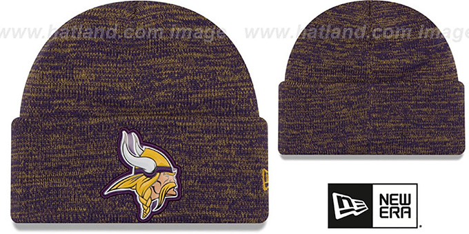 Vikings 'BEVEL' Purple-Gold Knit Beanie Hat by New Era